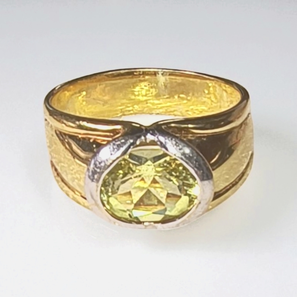 Vintage Chateau d'Argent Prasiolite And Gold Vermeil Over Sterling Silver Ring